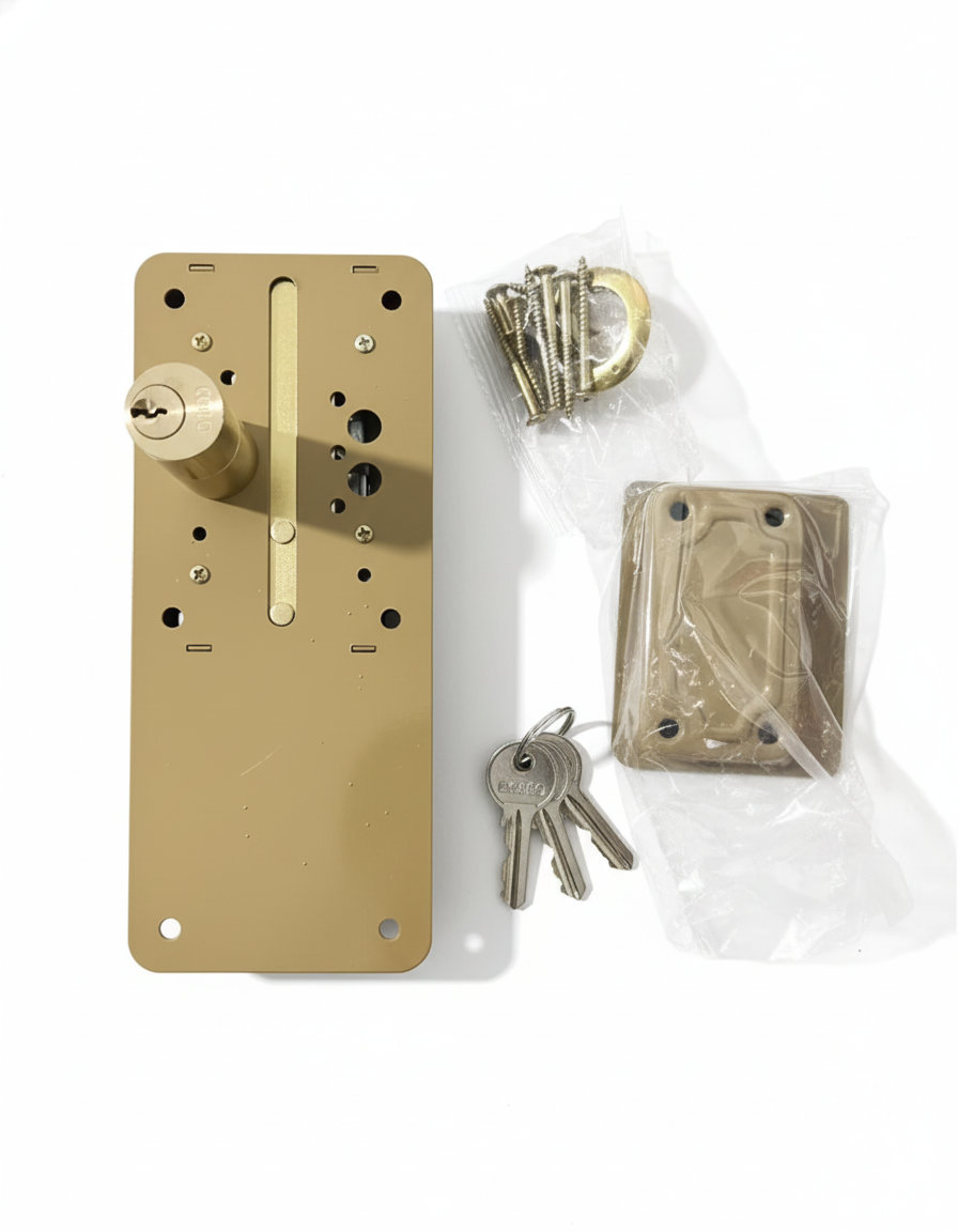 Como Locks & Cylinders Lockset Rim Lockset 6 Turn With 3 Brass Keys Como Stainless Steel/Brass Security Lock Hardware